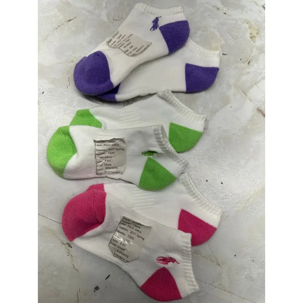 3 Pairs POLO Ralph Lauren Socks Girls 4-6X‎ - New No tags